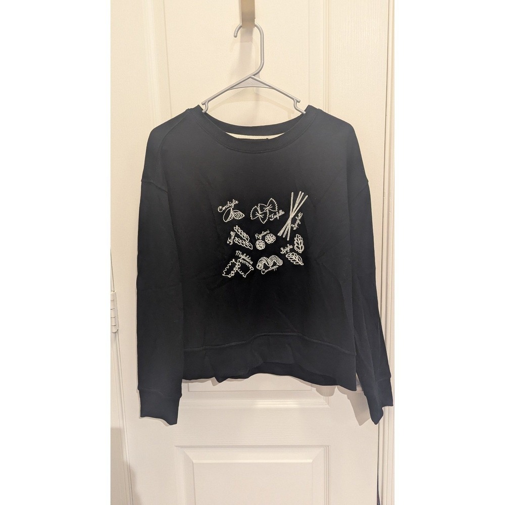 Jane and Delancey Pasta Sweatshirt‎ New Black Medium